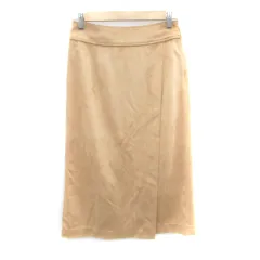 ナチュラルビューティーベーシック NATURAL BEAUTY BASIC フレアスカート ミモレ丈 スエード調 S 茶色 ブラウン /HO44