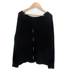 ロペピクニック ROPE Picnic ニットカーディガン Vネック ミドル丈 フェイクパール 40 L 黒 ブラック /HO12