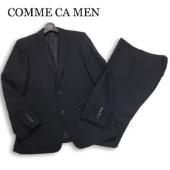 COMME CA MEN コムサ メン 通年 総裏★ ヘリンボーン シャドー ストライプ セットアップ スーツ Sz.48　メンズ 黒 ビジネス