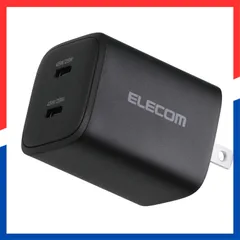 【特価商品】45W 2ポート 充電器 Type-C USB PD対応 PPS対応 GaN エレコム II採用 折りたたみ式プラグ ブラック EC-AC10945BK