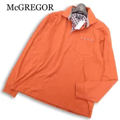 【新品 未使用】 McGREGOR マクレガー 通年 ロゴ刺繍★ チェック使い 長袖 鹿の子 ポロシャツ Sz.L　メンズ