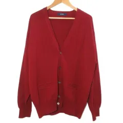 レセント LeCENT カシミヤカーディガン ニット 長袖 厚手 Vネック L 赤 レッド /X