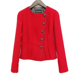 エンポリオアルマーニ EMPORIO ARMANI ノーカラー ジャケット ブレザー 42 レッド