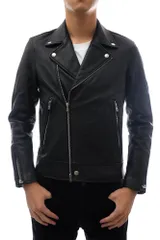 エディフィス／EDIFICE ダブルライダース ジャケット JKT アウター メンズ 男性 男性用 レザー 革 本革 ブラック 黒  17-01-300-108-1-0