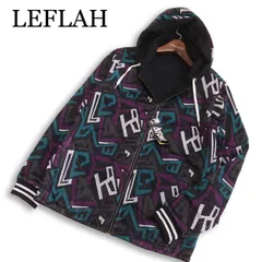 【新品 未使用】 LEFLAH レフラー 通年 総柄デザイン★ リバーシブル メッシュ パーカー ジャケット Sz.L　メンズ