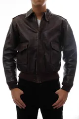 エヴィス／EVISU フライトジャケット JKT アウター ミリタリー メンズ 男性 男性用 レザー 革 本革 ブラウン 茶  リブ A-2 ミリタリー