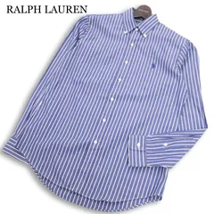 【新品 未使用】 RALPH LAUREN ラルフローレン 通年 刺繍★ 長袖 ボタンダウン ストライプ シャツ Sz.S　メンズ