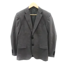 ナノユニバース nano universe テーラードジャケット ミドル丈 総裏地 シングルボタン ヘリンボーン柄 オーバーサイズ 46 S グレー /YK30