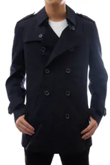 ブラックレーベル・クレストブリッジ／BLACK LABEL CRESTBRIDGE トレンチコート ジャケット JKT アウター メンズ 男性 男性用 コットン 綿 キャンバス ネイビー 紺  51F05-304-28  裏地チェック  中綿