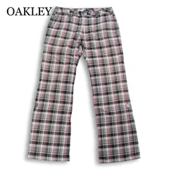 OAKLEY オークリー 通年 ストレッチ★ ロゴ刺繍 チェック スラックス パンツ Sz.32 メンズ ゴルフ