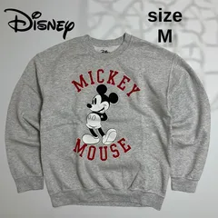 ディズニー ミッキーマウス スウェット トレーナー M グレー 古着 ディズニーランド 公式 ミッキー グッズ 裏起毛 クルーネック プルオーバー メンズ レディース ユニセックス  90s カレッジロゴ ビンテージ風 杢グレー キャラクター 廃盤
