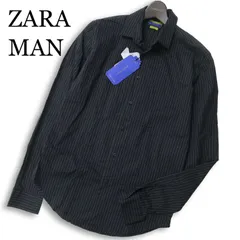 【新品 未使用】 ZARA MAN ザラ マン 通年 SUPER SLIM FIT★ 長袖 ストライプ シャツ Sz.M メンズ