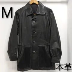 ks64◆カーコート vintage Mサイズ  レザージャケット メンズ  ブラック 腰サイドベルト有り タグ無し 大きめポケット2ヵ所