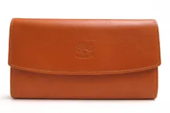イルビゾンテ／IL BISONTE 長財布 財布 ウォレット メンズ 男性 男性用 レザー 革 本革 ブラウン 茶  54162304340 フラップ式 小銭入れあり シボ革 シュリンクレザー