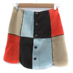 リリーブラウン Lily Brown 台形スカート ミニ丈 コーデュロイ 切替 1 マルチカラー オレンジ ダークブラウン /SM20