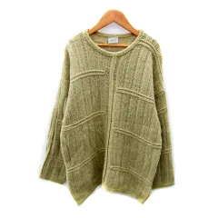 ユナイテッド・カラーズ・オブ・ベネトン UNITED COLORS OF BENETTON ニット セーター 長袖 ラウンドネック 無地 ウール オーバーサイズ ライトグリーン /SY32