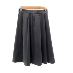 シップス SHIPS フレアスカート ミモレ丈 無地 スリット スエード調 36 S グレー /SY15
