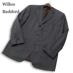 Wilkes Bashford タカキュー 秋冬★ イタリア生地 SUPER110’S ストライプ テーラード ジャケット Sz.AB6 メンズ 灰 グレーのサムネイル