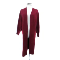 グローバルワーク GLOBAL WORK ニットカーディガン ロング丈 前開き L ワインレッド /HO4