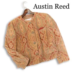 英国製★ Austin Reed オースチンリード 秋冬★ 総柄 ペイズリー ノーカラー ジャケット Sz.11AR レディース ビンテージのサムネイル