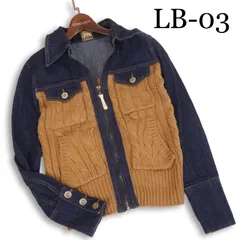 Y2K 00s★ LB-03 LOVE POWER SOUL エルビー ゼロスリー 秋冬 平成ギャル♪ ニット切替 デニム ジャケット Sz.F　レディースのサムネイル