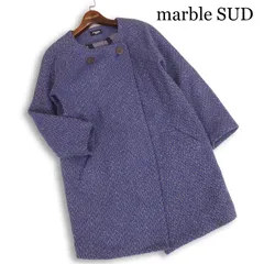 marble SUD マーブルシュッド 秋冬★ ウール ツイード調 ニット ノーカラー コート Sz.F レディース 日本製