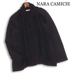 NARA CAMICIE ナラカミーチェ 秋冬 シルク混 ウール♪ プリーツ ニット ショール カーディガン 羽織り Sz.2 レディース 黒