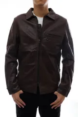 ショット／Schott シングルライダース ジャケット JKT アウター メンズ 男性 男性用 レザー 革 本革 ダークブラウン 茶 ブラウン  3121005 CLASSIC TRUCKER JACKET  裏地チェック柄