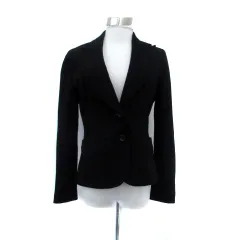 ロートレアモン LAUTREAMONT テーラードジャケット シングルボタン ミドル丈 総裏地 2 M 黒 ブラック /HO32