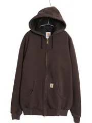 US企画 カーハート 裏 サーマル フルジップ スウェット フード パーカー メンズ M / 古着 ジャケット ワーク トレーナー ヘビーウェイト 茶