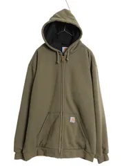 【お得なクーポン配布中!】 US企画 カーハート フルジップ スウェット フード パーカー メンズ XL / 裏 サーマル ライナー付き ジャケット トレーナー 大きいサイズ 緑