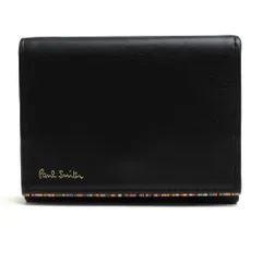 ポールスミス／Paul Smith 財布 ウォレット メンズ 男性 男性用 レザー 革 本革 ブラック 黒  873301 P762 STRIPE POINT WALLET ストライプポイント コンパクトウォレット 小銭入れあり 三つ折り