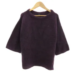 ロッソ ROSSO アーバンリサーチ ニット セーター 七分袖 ラウンドネック 無地 モヘヤ混 オーバーサイズ 紫 パープル /YS31