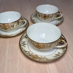【美品】オールドノリタケ 金彩 ティーカップ&ソーサー 3客セット