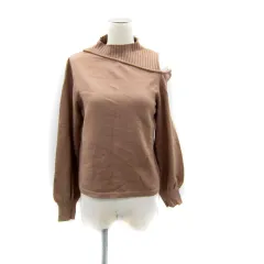 アズールバイマウジー AZUL by moussy ニット セーター 長袖 オフネック 無地 カットアウト M 茶 ブラウン /SY39