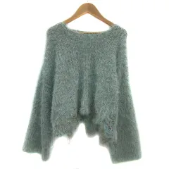 ディスコート Discoat シャギーニット セーター 長袖 ショート丈 ラウンドネック ラメ ダメージ オーバーサイズ F ミントグリーン ゴールド色 /YS8