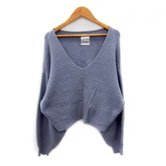 カスタネ Kastane ニット セーター 長袖 Vネック 無地 オーバーサイズ F ブルー /SY34