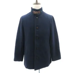 ビームスハート BEAMS HEART コート ショート丈 スタンドカラー オーバーサイズ L 紺 ネイビー /YK5