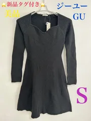 ジーユー GU ニットワンピース S ⭐️新品⭐️ 長袖 ミニ丈 リブ ブラック 黒 Black レディース WOMEN セーター 冬 重ね着 防寒 ニット ワンピ デート服 お出かけ