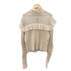 ザラ ZARA ブラウス カットソー 長袖 ハイネック 切替 ニット シースルー L ベージュ /YK42