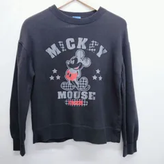 Disney ディズニー Mickey Mouse ミッキーマウス スウェットトレーナー サイズM ブラック 黒 綿100% カジュアル かわいい 古着
