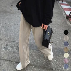プリーツパンツ レディース ワイドパンツ ハイウエスト ストレートパンツ 着やせ ロングパンツ