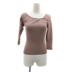 マイストラーダ Mystrada リブニット カットソー アシンメトリーネック 九分袖 無地 38 M 茶色 ブラウン /HO36