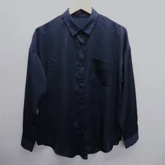 GU ジーユー シャツ 角襟 サイズM 黒 ブラック 無地 ポリエステル100% 中国製 透け感 シースルー 光沢 シンプル 古着