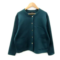 グリーンレーベルリラクシング ユナイテッドアローズ green label relaxing カーディガン ミドル丈 ラウンドネック 無地 オーバーサイズ ブルーグリーン /SY34