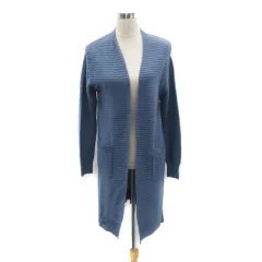 コムサイズム COMME CA ISM ニットカーディガン ロング丈 前開き 9 M 青 ブルー /HO39