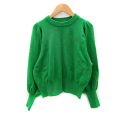 フリークスストア FREAKS STORE ニット カットソー 長袖 ボリュームスリーブ クルーネック 無地 F 緑 グリーン /SY34