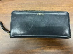 【POLO RALPH LAUREN／ポロ ラルフローレン】レザー ラウンドファスナー長財布 ブラック｜ロゴ刻印 本革 メンズ・レディース対応
