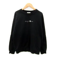 アイモハ メン aimoha MEN トレーナー スウェット ラウンドネック 花柄 プリント 刺繍 M 黒 ブラック /SY33