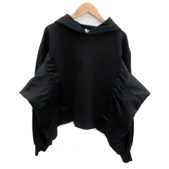 ザラウーマン ZARA WOMAN パーカー ショート丈 切替 プルオーバー オーバーサイズ M 黒 ブラック /MA8